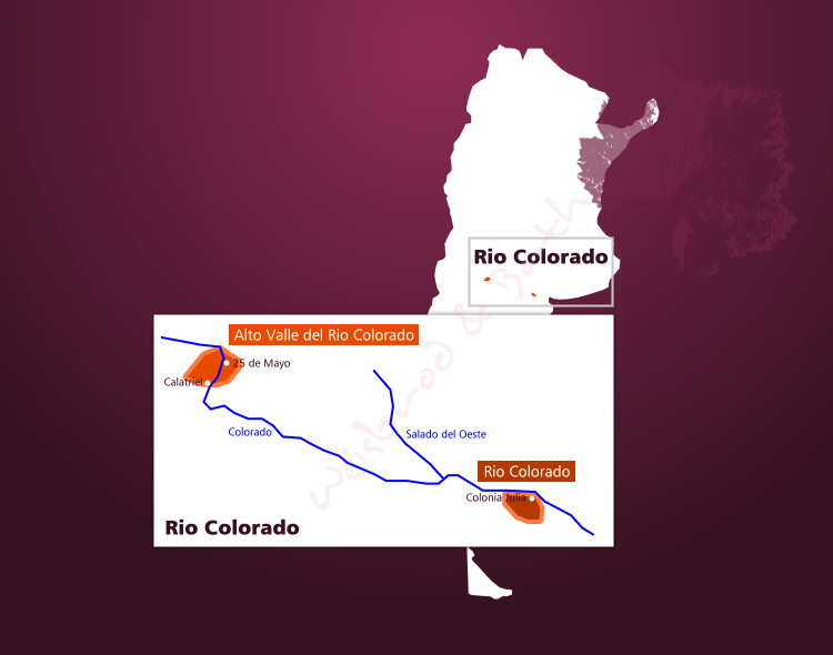 Karte Weinbaugebiet Rio Colorado / La Pampa in Argentinien