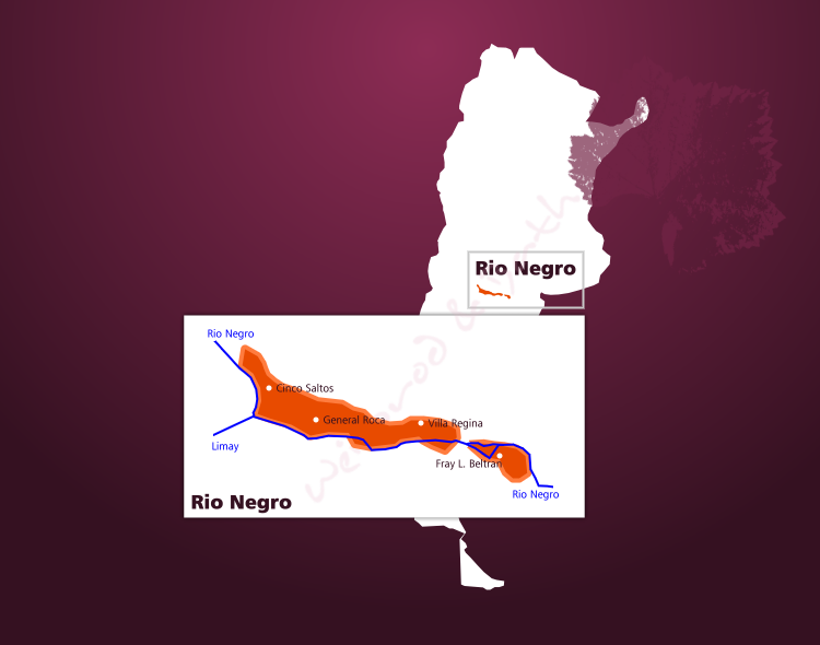 Karte Weinbaugebiet Rio Negro in Argentinien