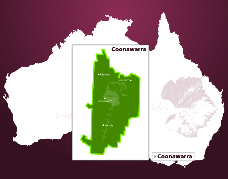 Karte des Weinbaugebiets Coonawarra in South Australia