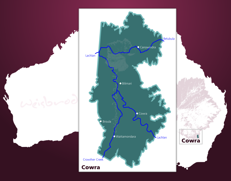 Karte des Weinbaugebiets Cowra in Australien