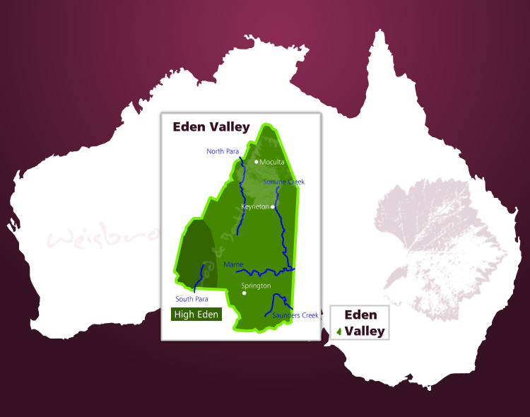 Karte des Weinbaugebiets Eden Valley in South Australia