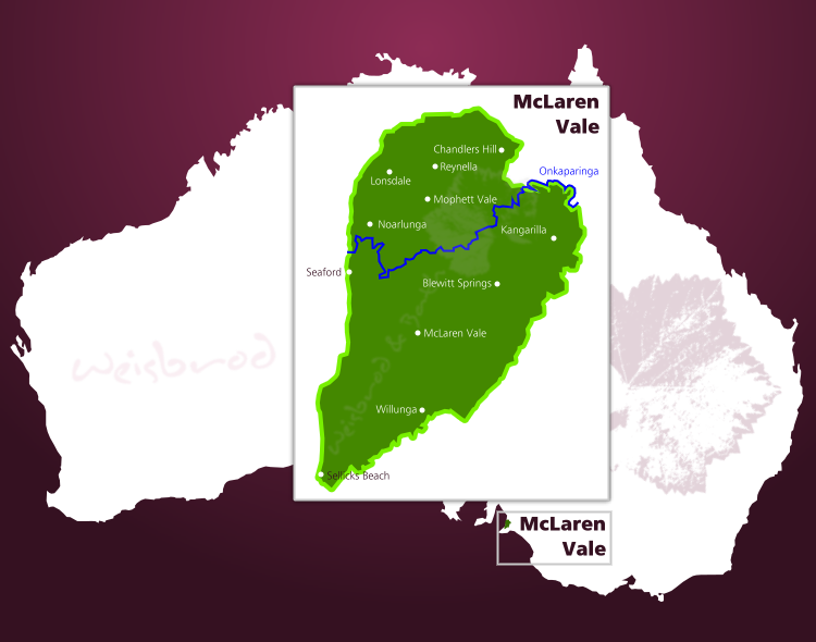 Karte des Weinbaugebiets McLaren Vale in South Australia