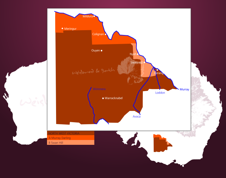 Karte der Weinbauregion North West Victoria in Australien