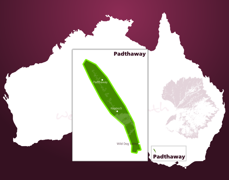 Karte des Weinbaugebiets Padthaway in South Australia