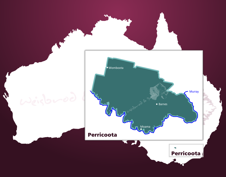 Karte des Weinbaugebiets Perricoota in Australien