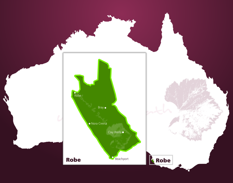 Karte des Weinbaugebiets Robe in South Australia