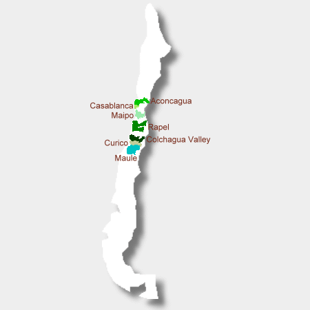 Karte der Weinbauregionen in Chile