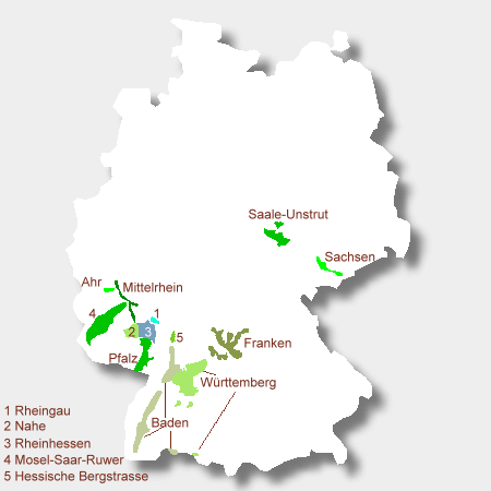 Karte der deutschen Weinbaugebiete