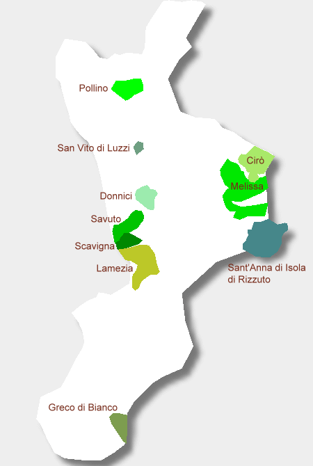 Karte Weinbauregion Pollino