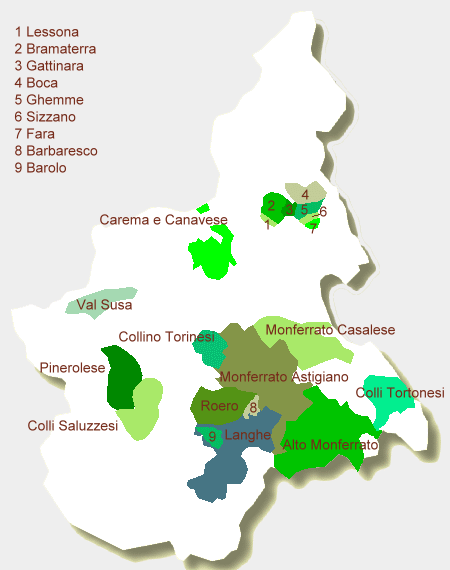 Karte Weinbauregion Collina Torinese