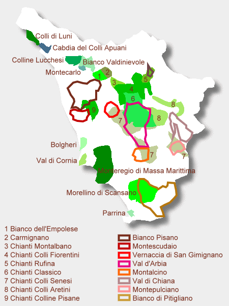 Karte Weinbauregion Monteregio di Massa Marittima in der Toskana