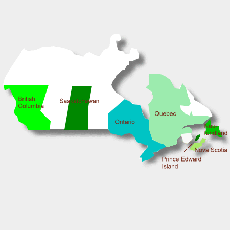 Karte Weinbauregionen in Kanada