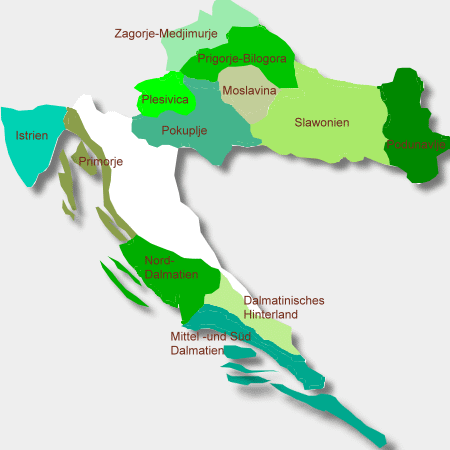 Karte Weinbauregionen in Kroatien