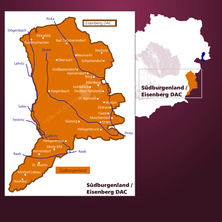 Karte Weinbauregion Südburgenland in Österreich