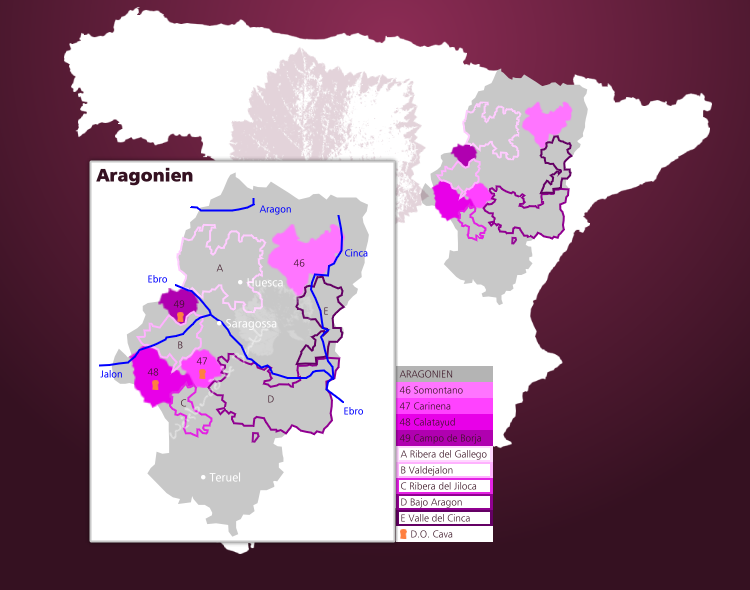 Karte Weinbaugebiet Aragonien