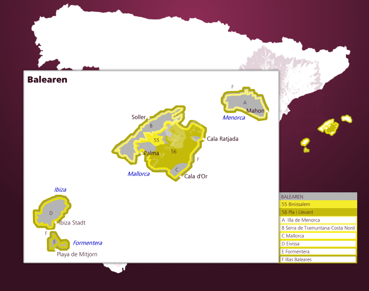 Karte Weinbaugebiet Balearen