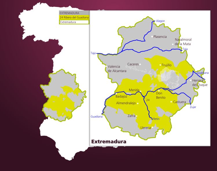 Karte Weinbaugebiet Extremadura