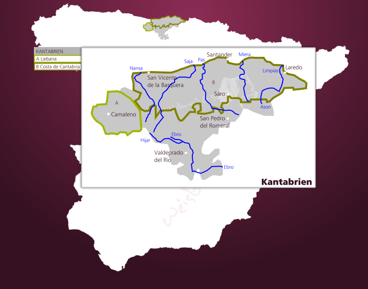 Karte Weinbaugebiet Kantabrien