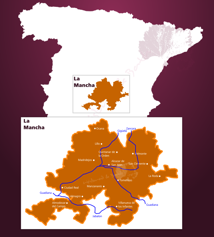 Karte Weinbaugebiet La Mancha