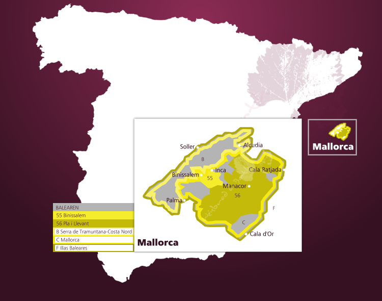 Karte Weinbaugebiet Mallorca