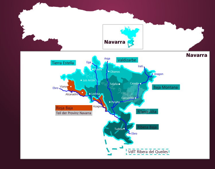 Karte Weinbaugebiet Navarra