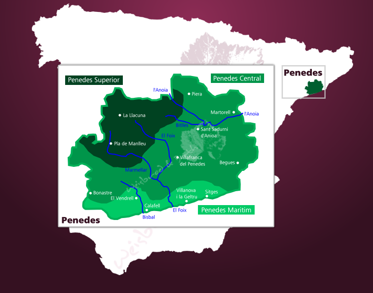 Karte Weinbaugebiet Penedes