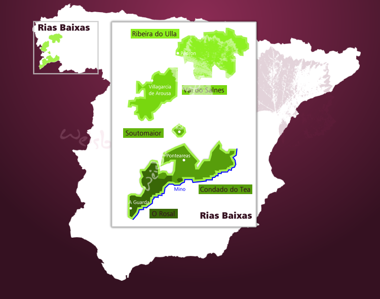 Karte Weinbaugebiet Rias Baixas DOP