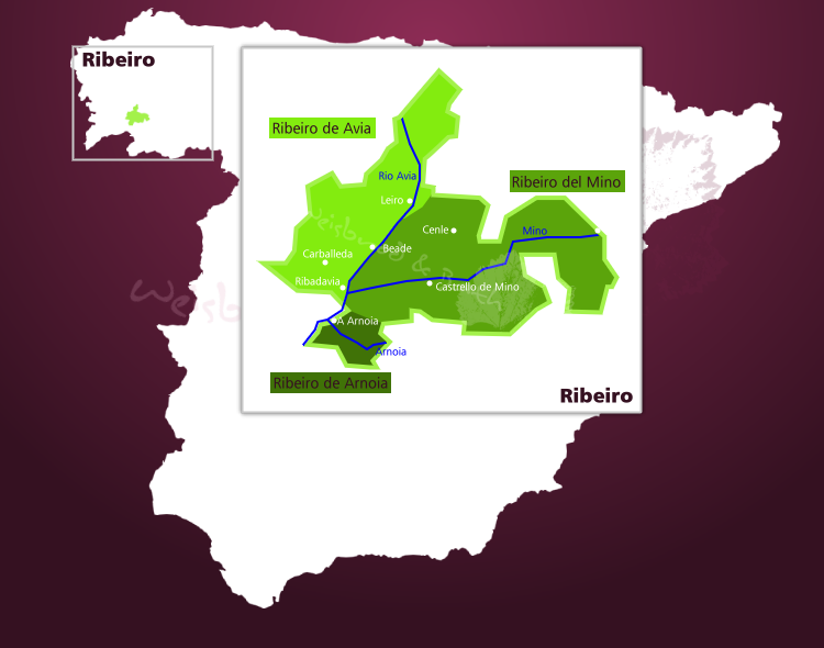 Karte Weinbaugebiet Ribeiro