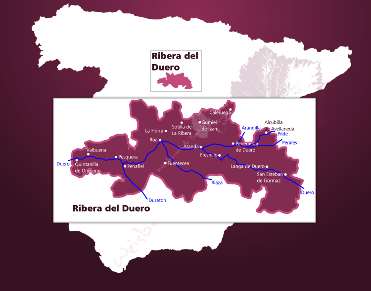 Karte Weinbaugebiet Ribera del Duero
