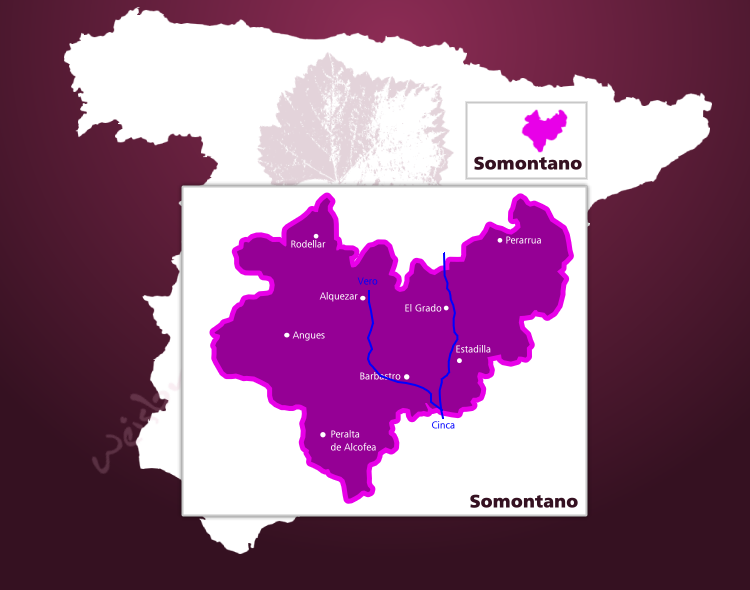 Karte Weinbaugebiet Somontano