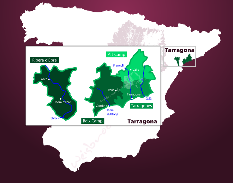 Karte Weinbaugebiet Tarragona