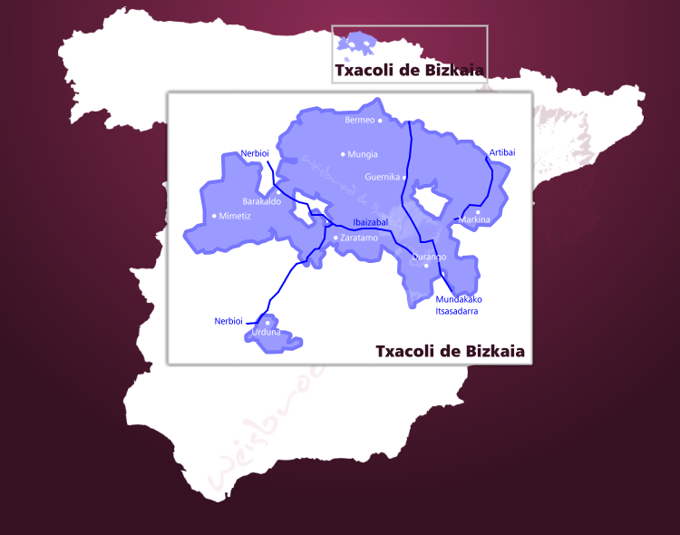 Karte Weinbaugebiet Txakoli de Bizkaia