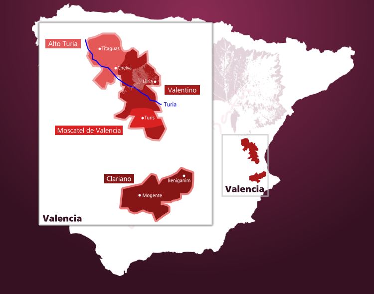 Karte Weinbaugebiet Valencia