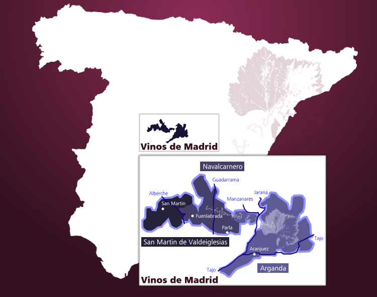 Karte Weinbaugebiet Vinos de Madrid