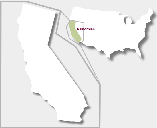 Karte Weinbaugebiet Kalifornien