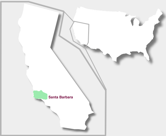 Karte Weinbaugebiet Santa Barbara