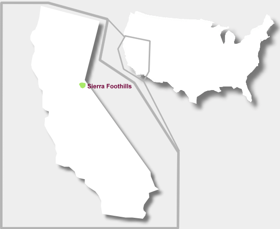 Karte Weinbaugebiet Sierra Foothills