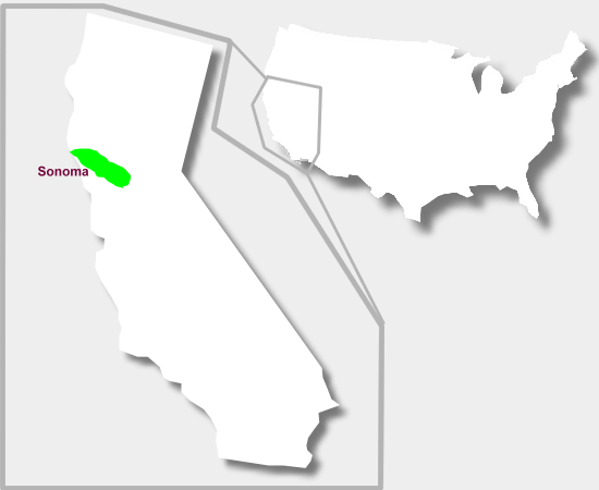 Karte Weinbaugebiet Sonoma